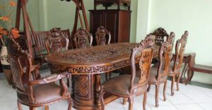 Set Meja Makan Ukiran Mewah Relief