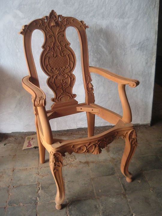 Unfinised rococo Dining Chair