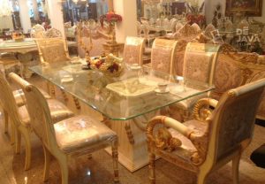 White Gold Carving Dining Chair