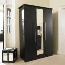 3 Door Wardrobe with Mirror in Black LP-1745