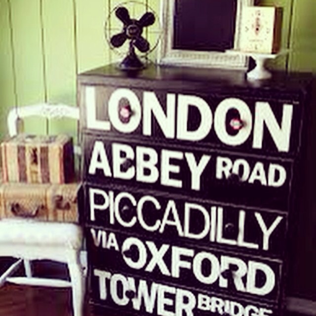 Vintage Sign Chest Drawers