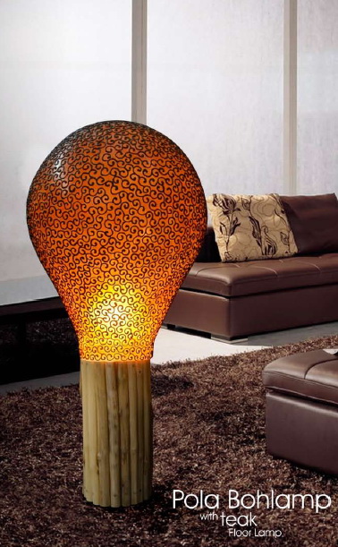 Pola Bohlamp With Teak Floor Lamp