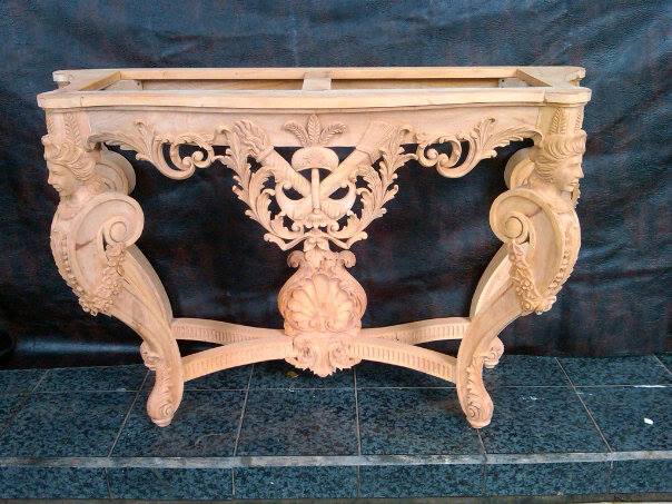 Unfinised Mahogani table Consul t