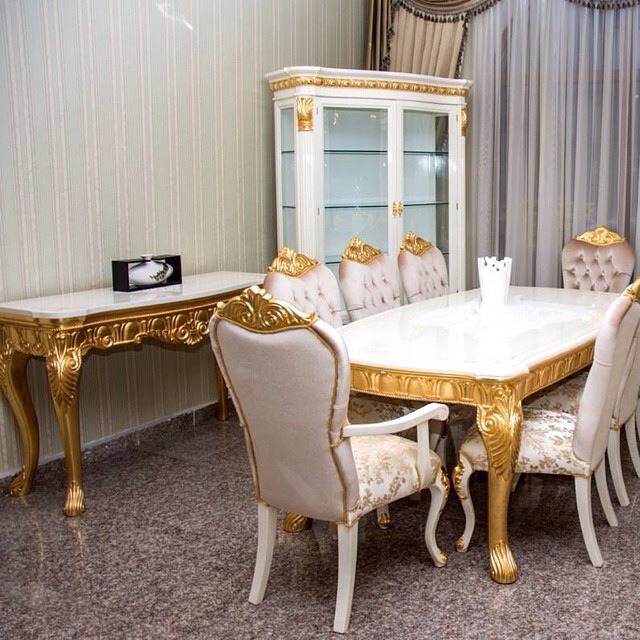 White and Gold Luxury Dining Set