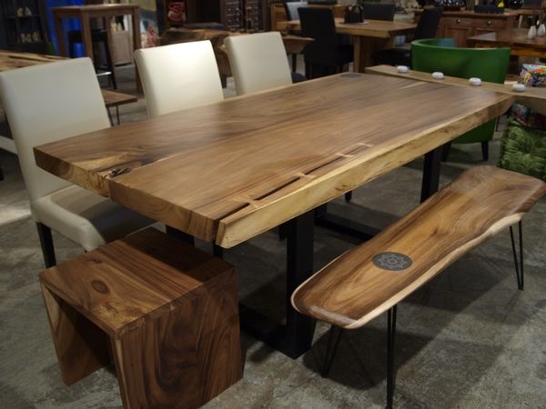 Meja Makan Set Kayu Trembesi