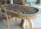Meja Makan Jati Relief  ukir 2 Meter